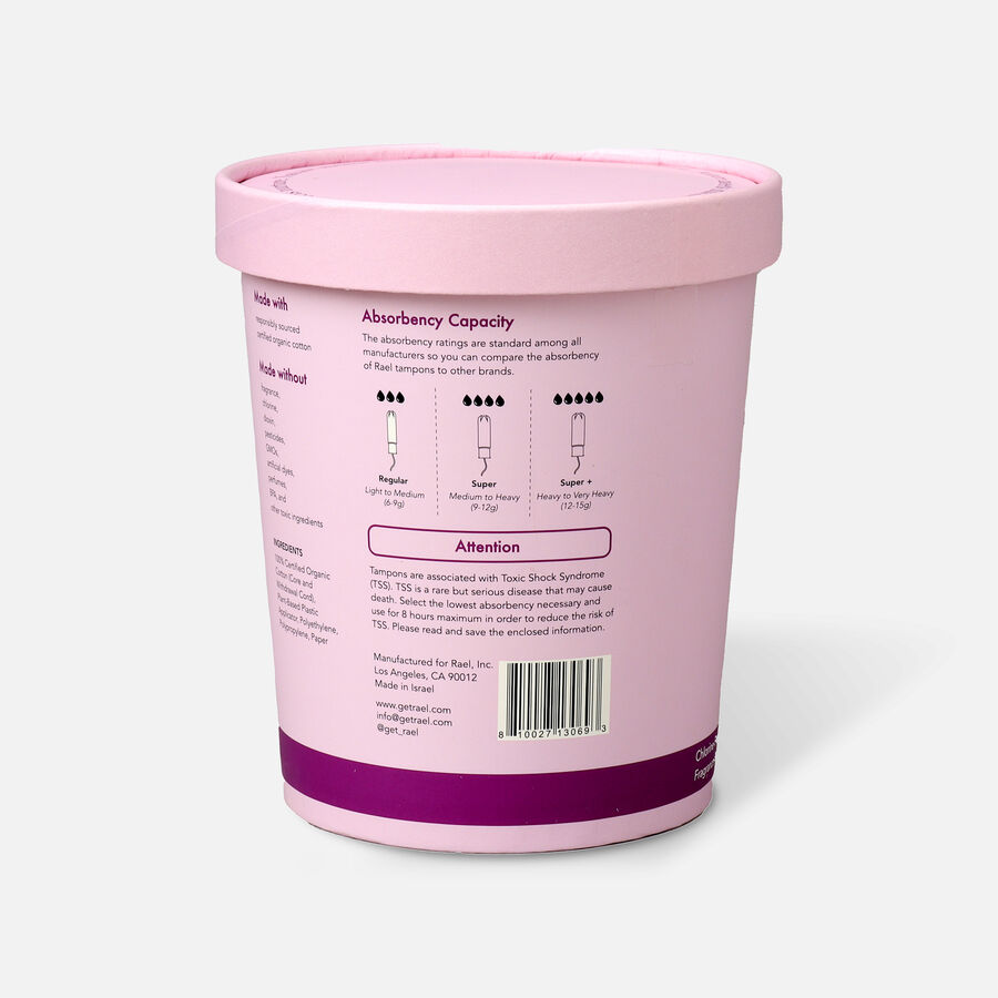 HSA Eligible Rael Organic Cotton Core Tampons with Plant Based Compact