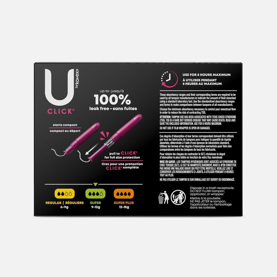 U by Kotex Click Compact Tampons, Super Absorbency, 32 ct., , large image number 1