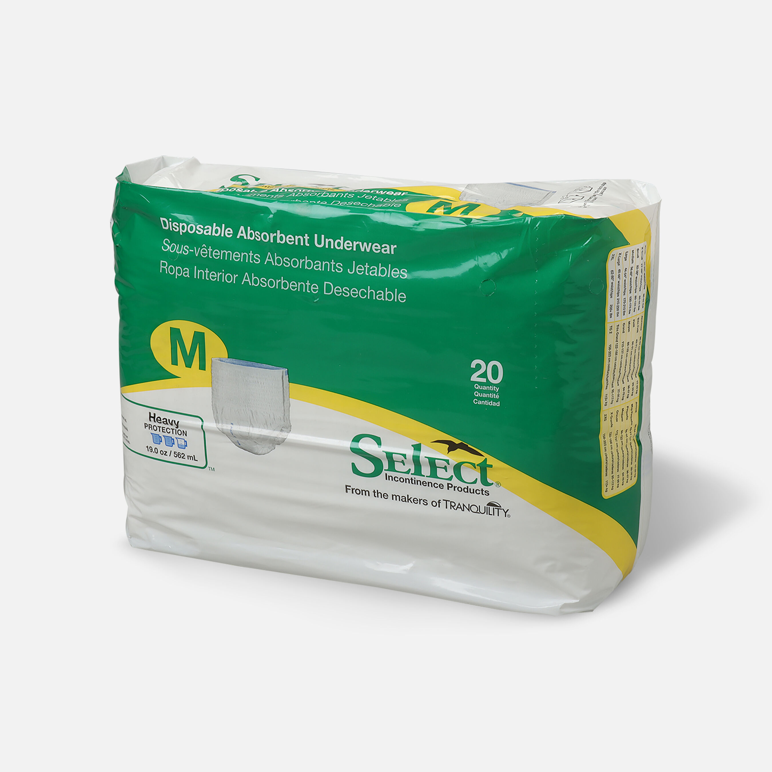 Select Disposable Absorbent Underwear, XSmall, 6585 lbs, 24 ea