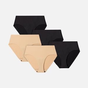 Proof Everyday Light Brief Period Underwear, 5 Pack, Black + Beige