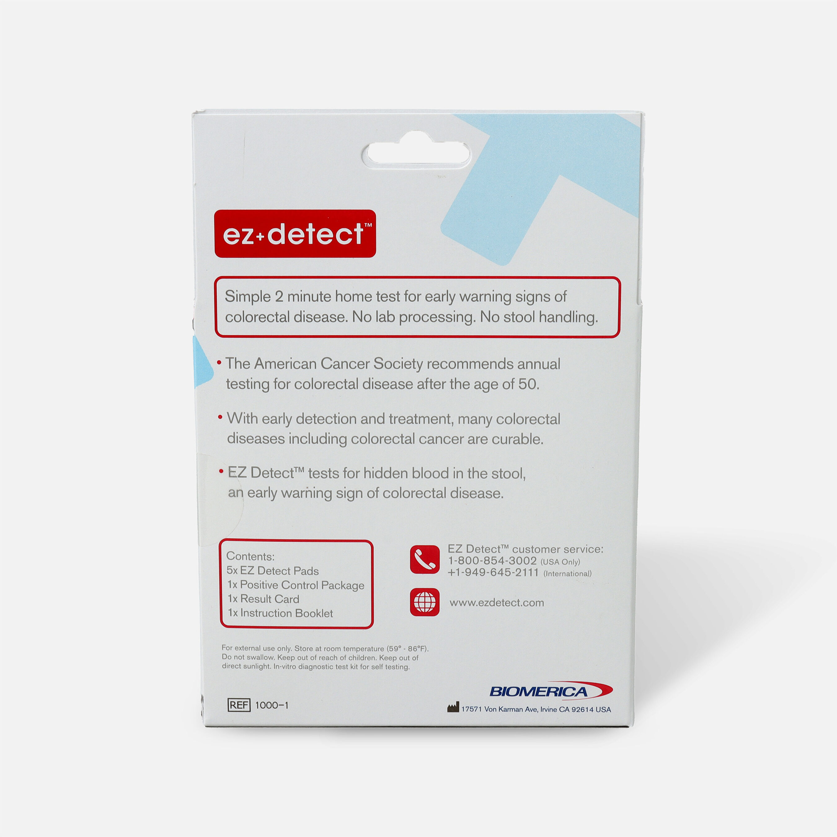 EZ DETECT Home Test for Early Warning Signs of Colorectal Disease, 1 ea