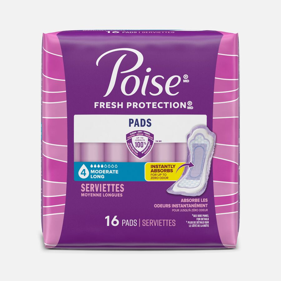 Poise Incontinence Pads, Moderate Long, 16 ct., , large image number 0