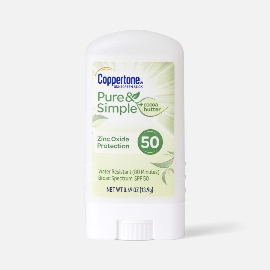Coppertone Pure & Simple Sunscreen Stick, SPF 50, 0.49 oz., , large image number 0