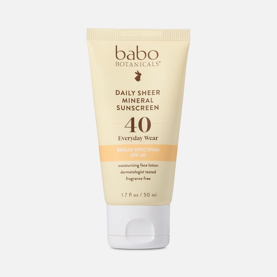 Babo Botanicals Daily Sheer Fragrance Free Facial Sunscreen SPF 40, 1.7 oz., , large image number 0