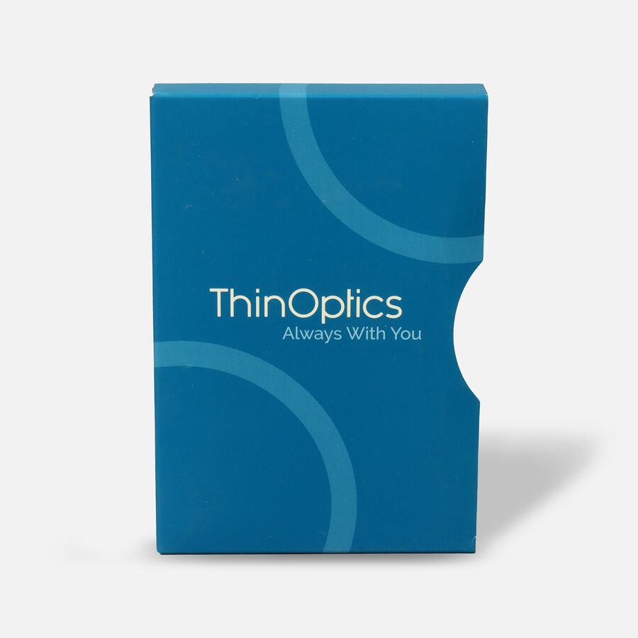 ThinOPTICS Reading Glasses on your Phone, Black Glasses, White Universal Pod Case, +2.00, , large image number 1