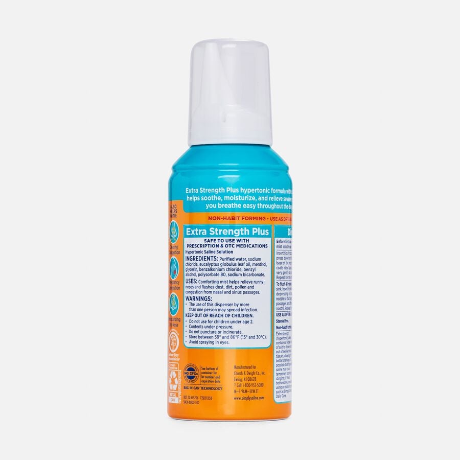 Simply Saline Adult Nasal Mist Extra Strength Plus with Calming Eucalyptus, 4.6 oz., , large image number 1