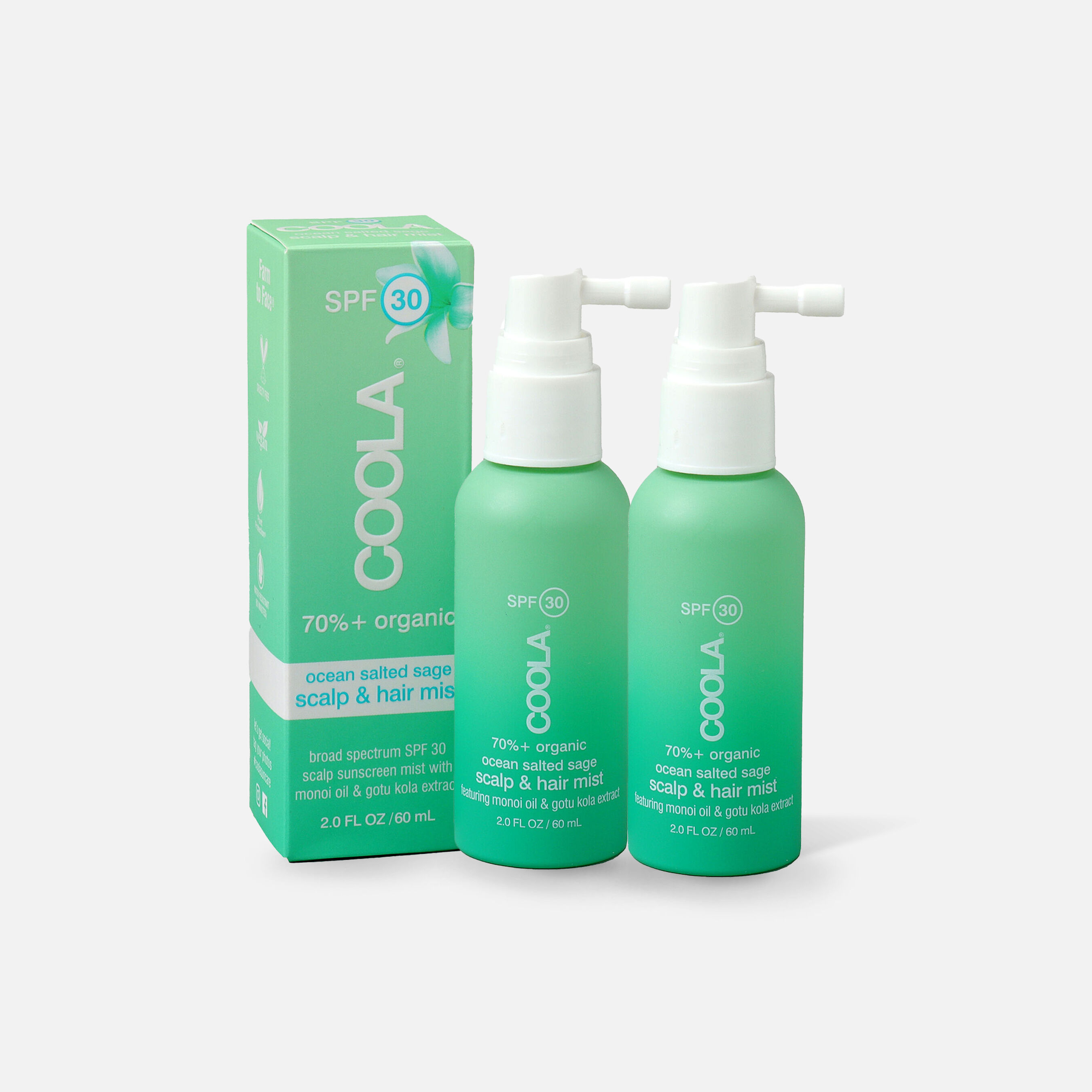 HSA Eligible COOLA Organic Scalp & Hair Mist, SPF 30, 2 oz. (2Pack