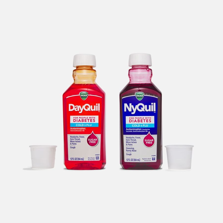 Vicks DayQuil & NyQuil Diabetes Sugar-Free Cold & Flu Relief, 12 fl oz. Each, , large image number 2