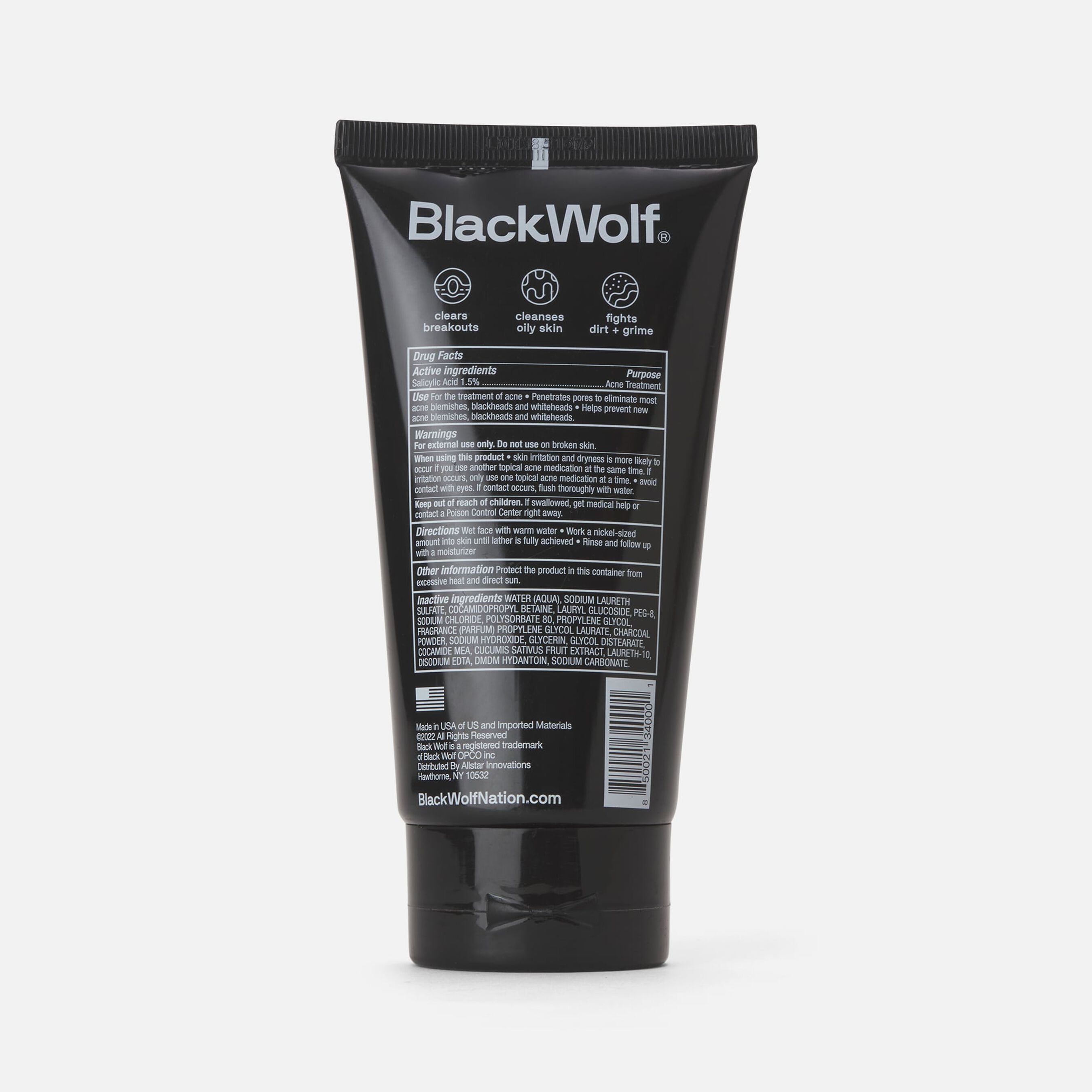HSA Eligible Black Wolf Acne Charcoal Face Wash, 5 fl. oz. HSA Eligible