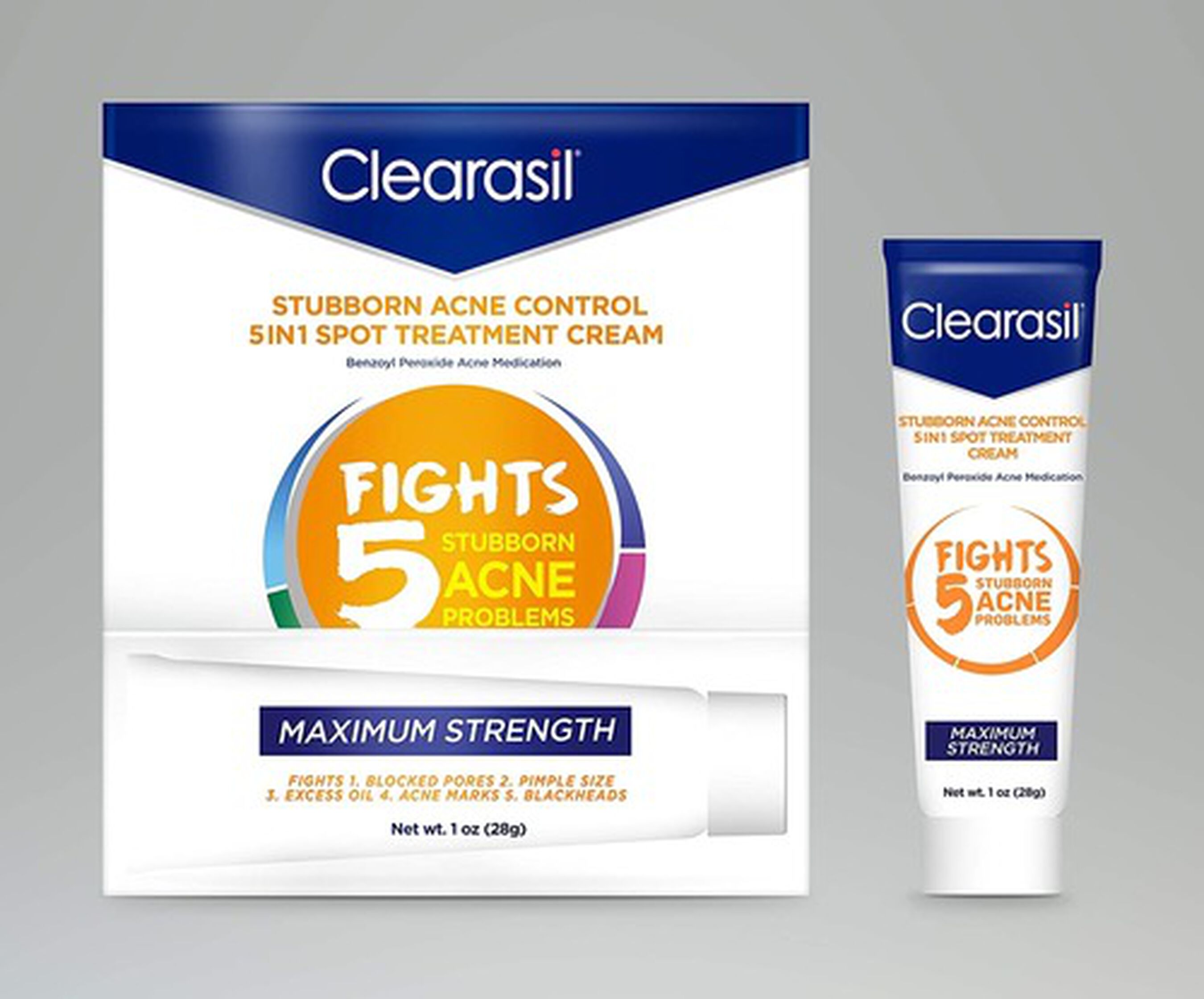 Clearasil Stubborn Acne Control 5in1 Spot Treatment Cream, 1oz.