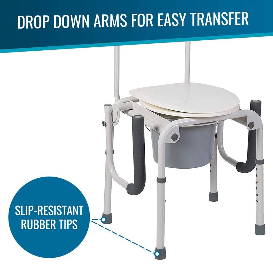 DMI® Steel Drop-Arm Bedside Commode, , large image number 2