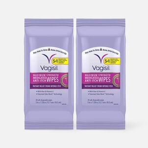 Vagisil Maximum Strength Medicated Anti-Itch Wipes, 20 ct. (2-Pack)