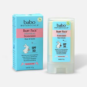 Babo Botanicals Baby Face Mineral Sunscreen Stick, SPF 50, .6 oz.