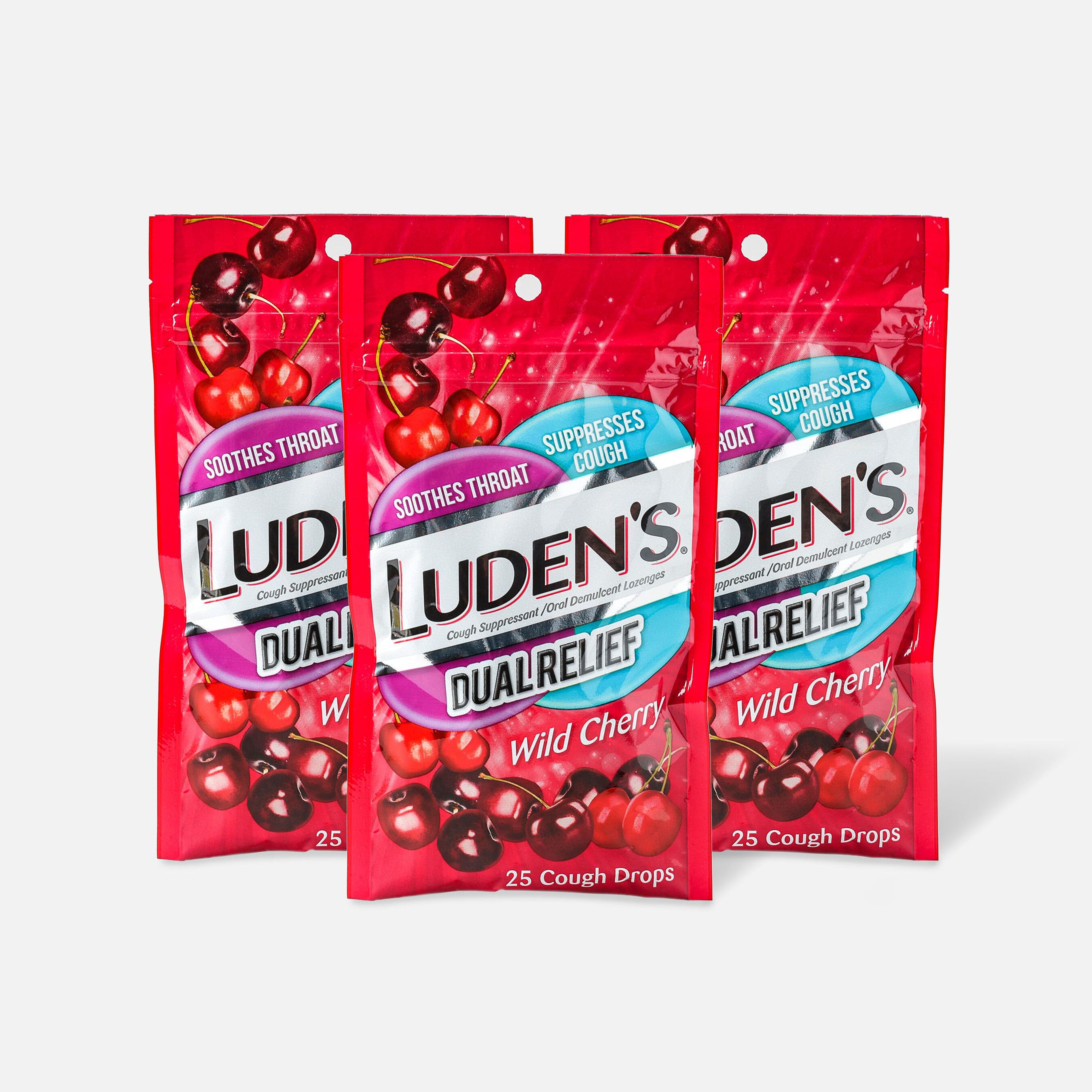 HSA Eligible Luden's Dual Relief Wild Cherry Cough Drops, 25 ct. (3Pack) HSA Eligible