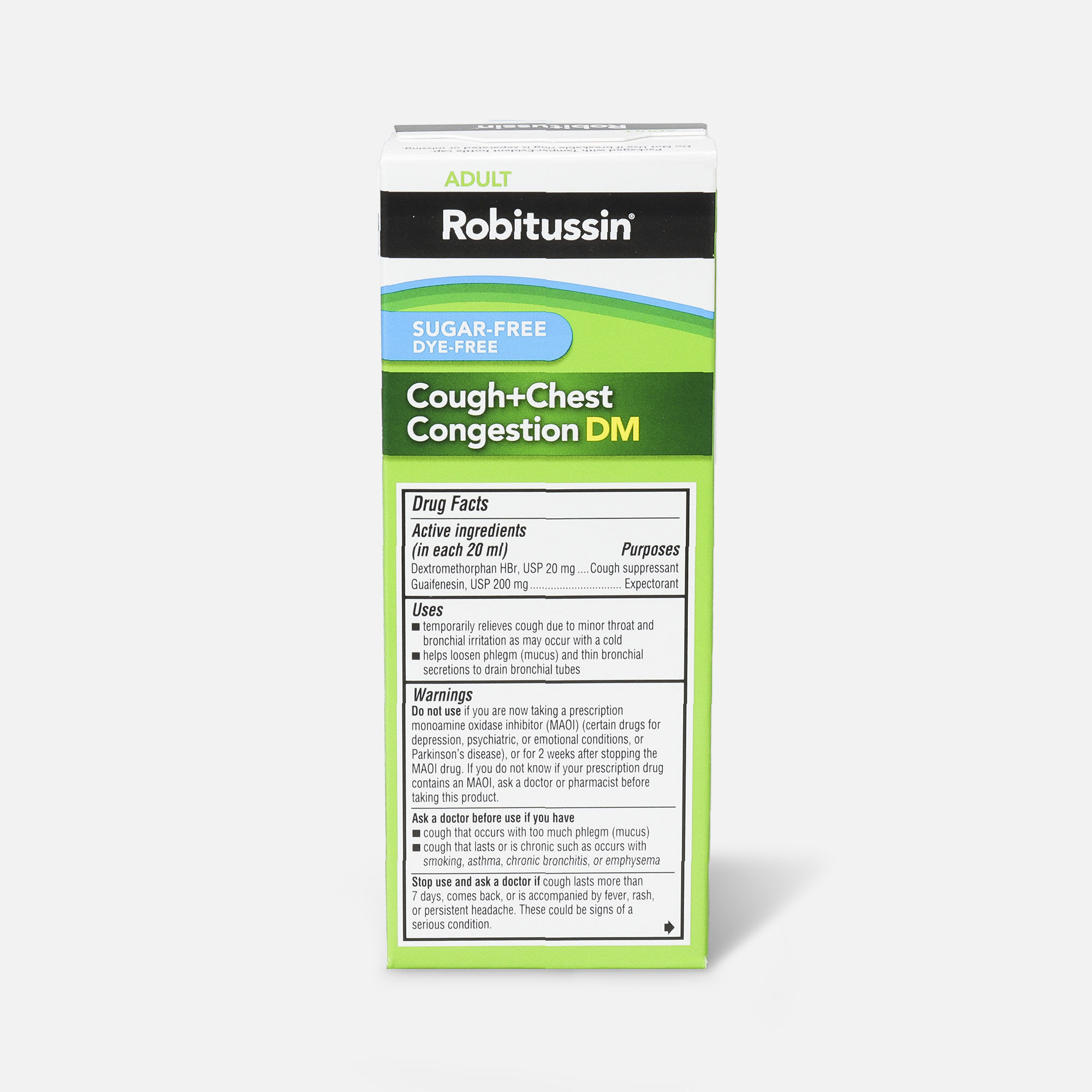 Robitussin Cough & Chest Congestion Relief DM, Sugar-Free, Dye-Free ...