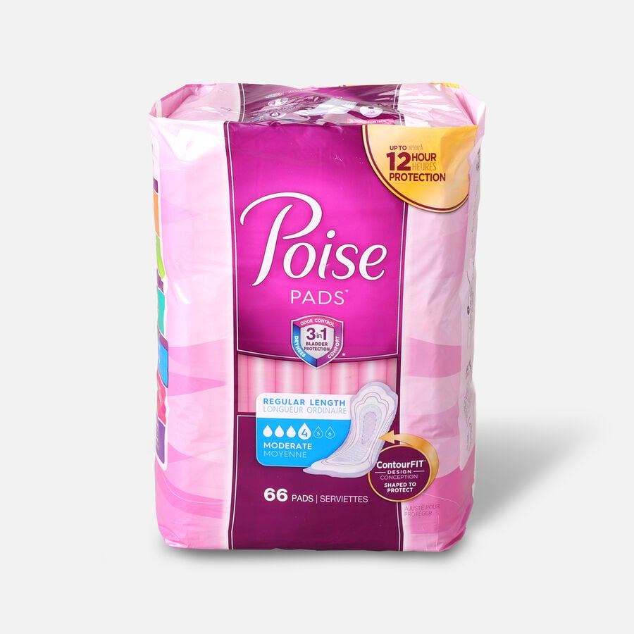 Poise Incontinence Pads, Moderate Absorbency, Regular, 66 Count