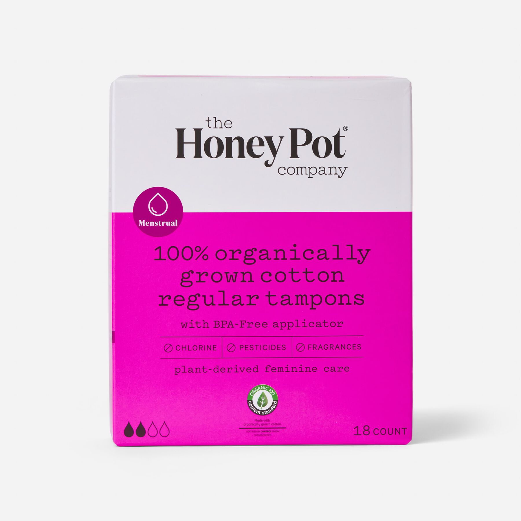 HSA Eligible The Honey Pot Organic Tampons, 18ct