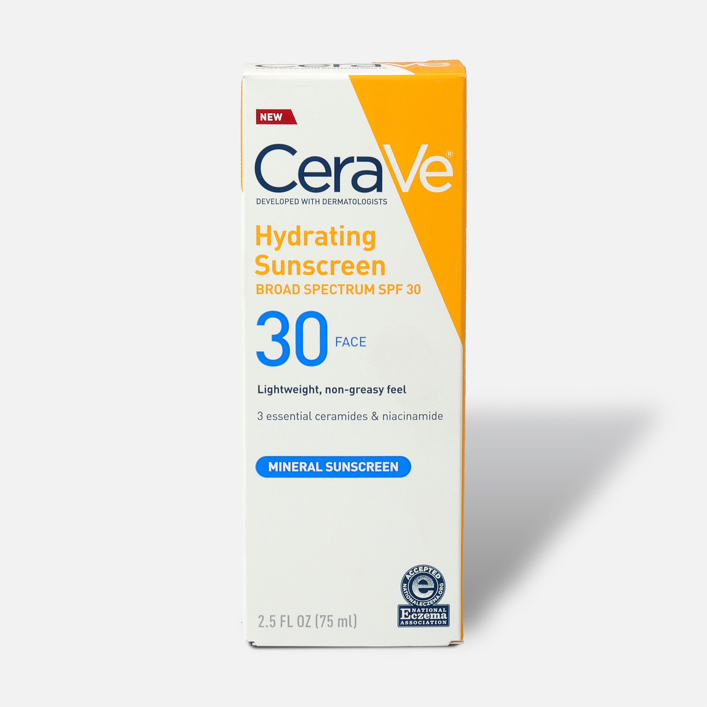 CeraVe Hydrating Mineral Face Sunscreen, 2.5 fl oz
