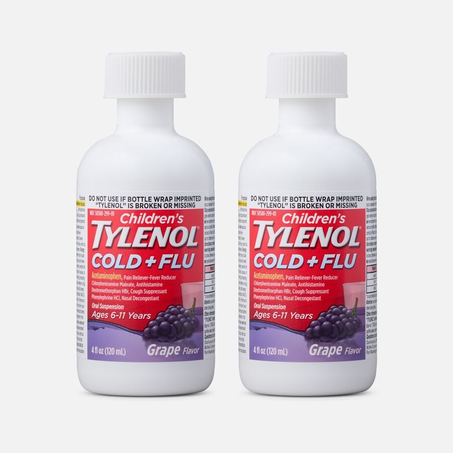 Children's Tylenol Cold + Flu, Grape Flavor, 4 fl oz. (2-Pack), , large image number 0
