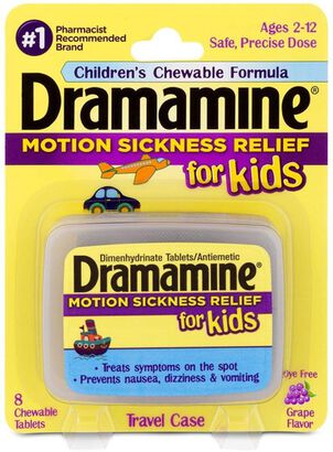 Dramamine Motion Sickness Relief for Kids, Grape Flavor, 8 ct.