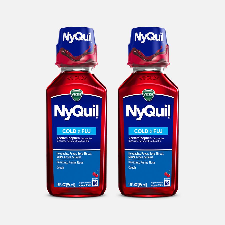 Vicks NyQuil Cold & Flu, Cherry, 12 oz. (2-Pack), , large image number 0
