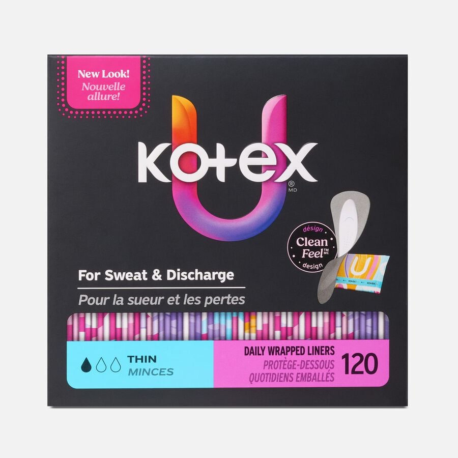 Kotex&reg; Daily Wrapped Liners, Light Absorbency, Thin, 120 ct., , large image number 0