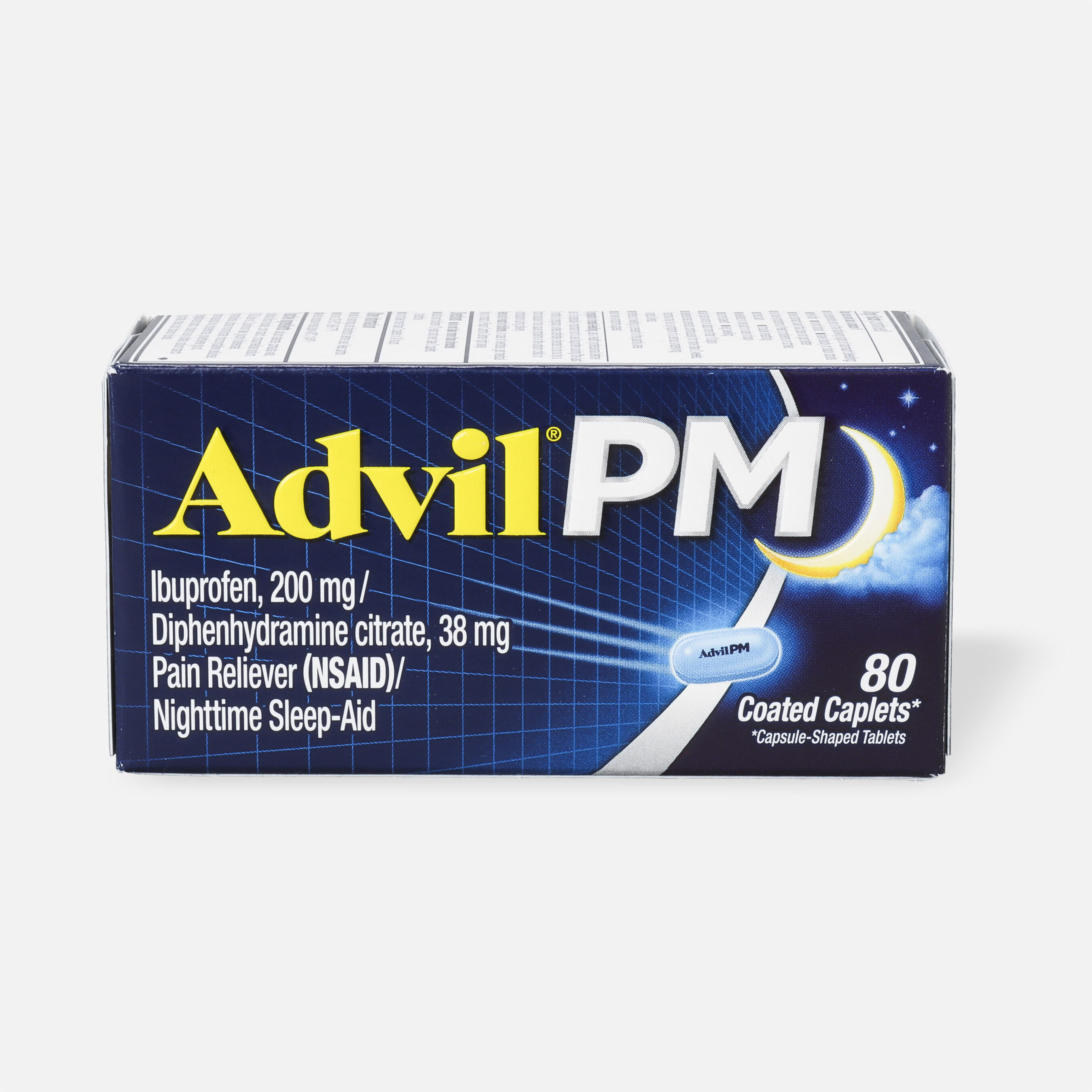 Advil Pain PM Reliever & Nighttime Sleep Aid Coated Caplets, 80 ct