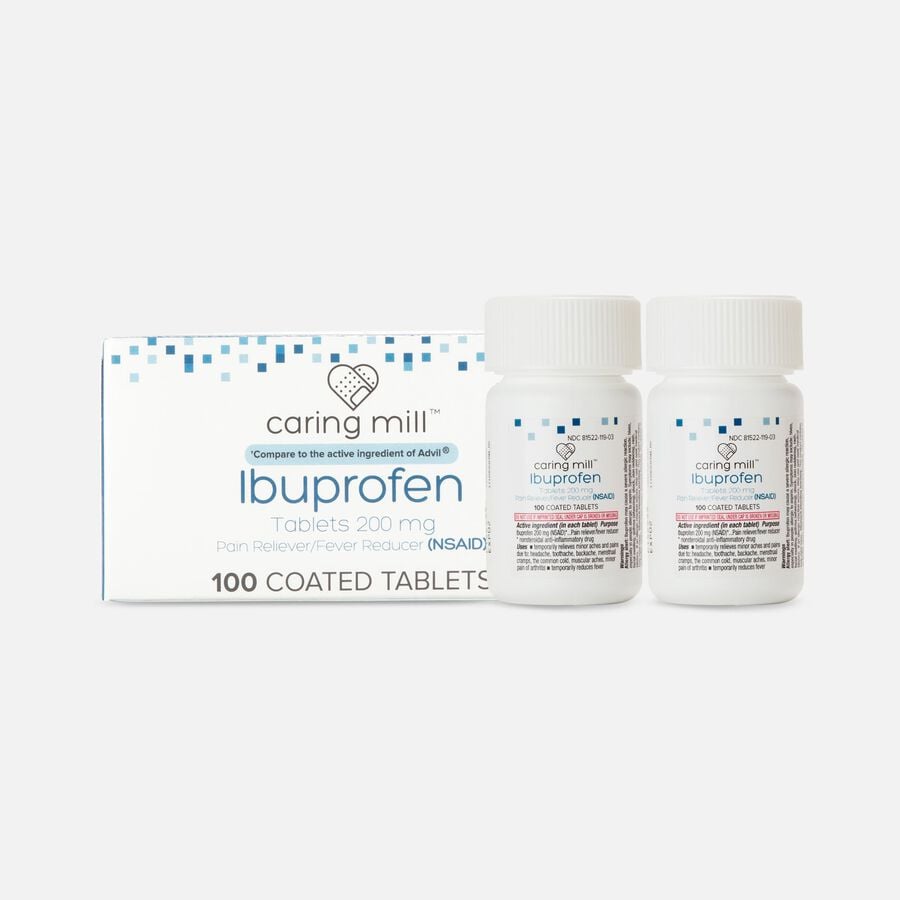 Caring Mill™ Ibuprofen Pain Reliever / Fever Reducer (NSAID) Brown Coated Tablets, 100 ct. (2-Pack), , large image number 0