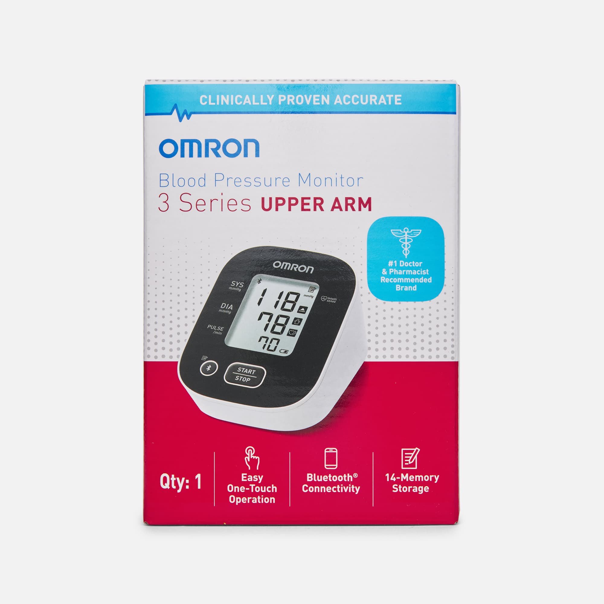 OMRON 3 Series Upper Arm Blood Pressure Monitor, Bluetooth