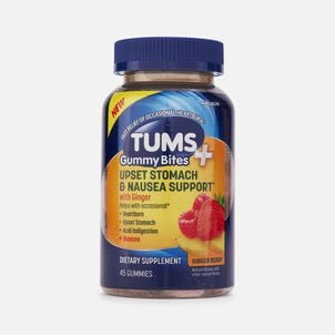 TUMS+ Upset Stomach & Nausea Support Gummy Bites, Ginger Berry, 45 ct.