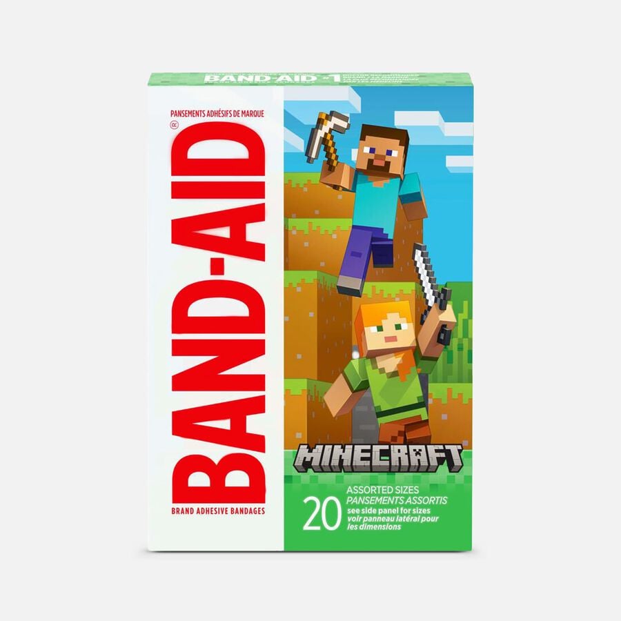 Band-Aid Adhesive Bandages, Minecraft, Assorted Sizes, 20 ct., , large image number 0