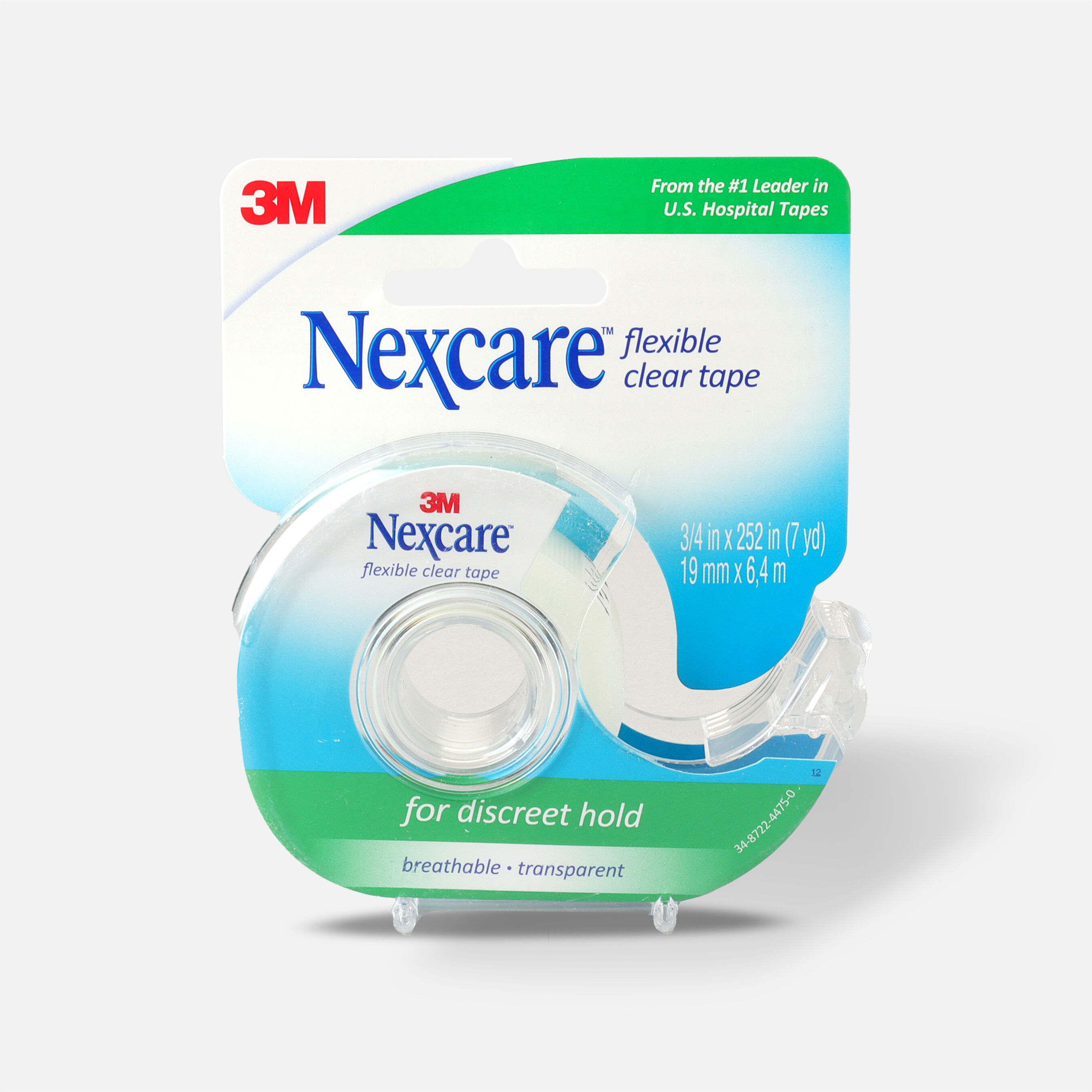 Nexcare First Aid Tape with Dispenser, Flexible Clear, 3/4 in. x 252 in