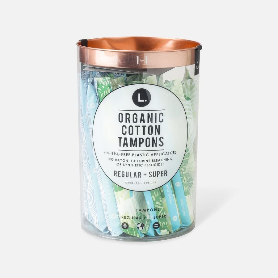 L. Organic Cotton Tampons with BPA-free Plastic Applicator, , large image number 1