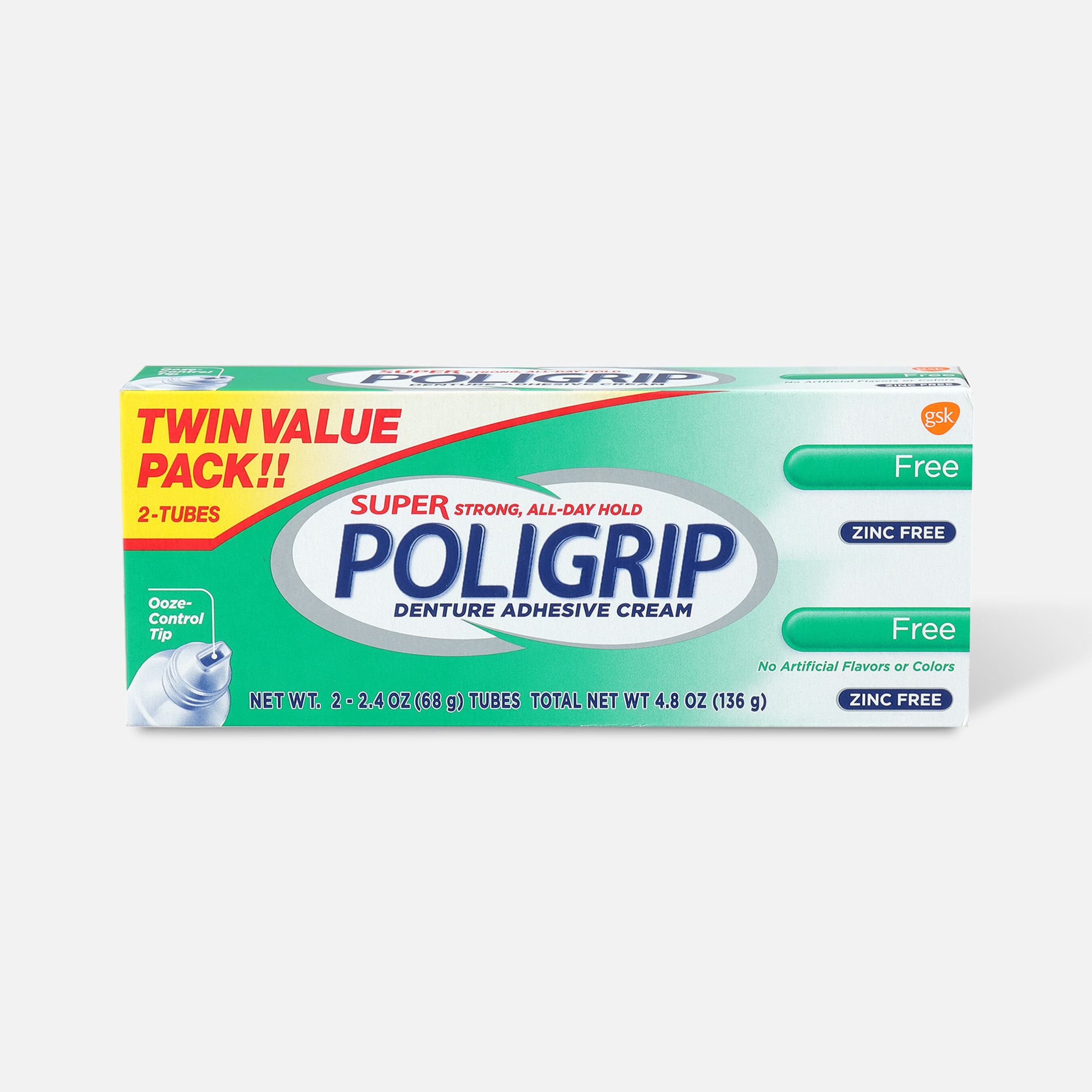 HSA Eligible Super Poligrip Free Formula Zinc Free Denture Adhesive