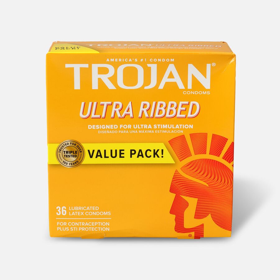 Trojan Ultra Ribbed Lubricated Latex Condoms, 36 ct., , large image number 2