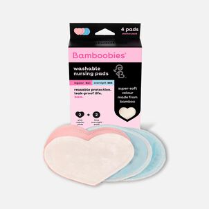 Bamboobies Washable Bamboo Rayon Nursing Pad, 2 Pair Pack, 1 Regular and 1 Overnight