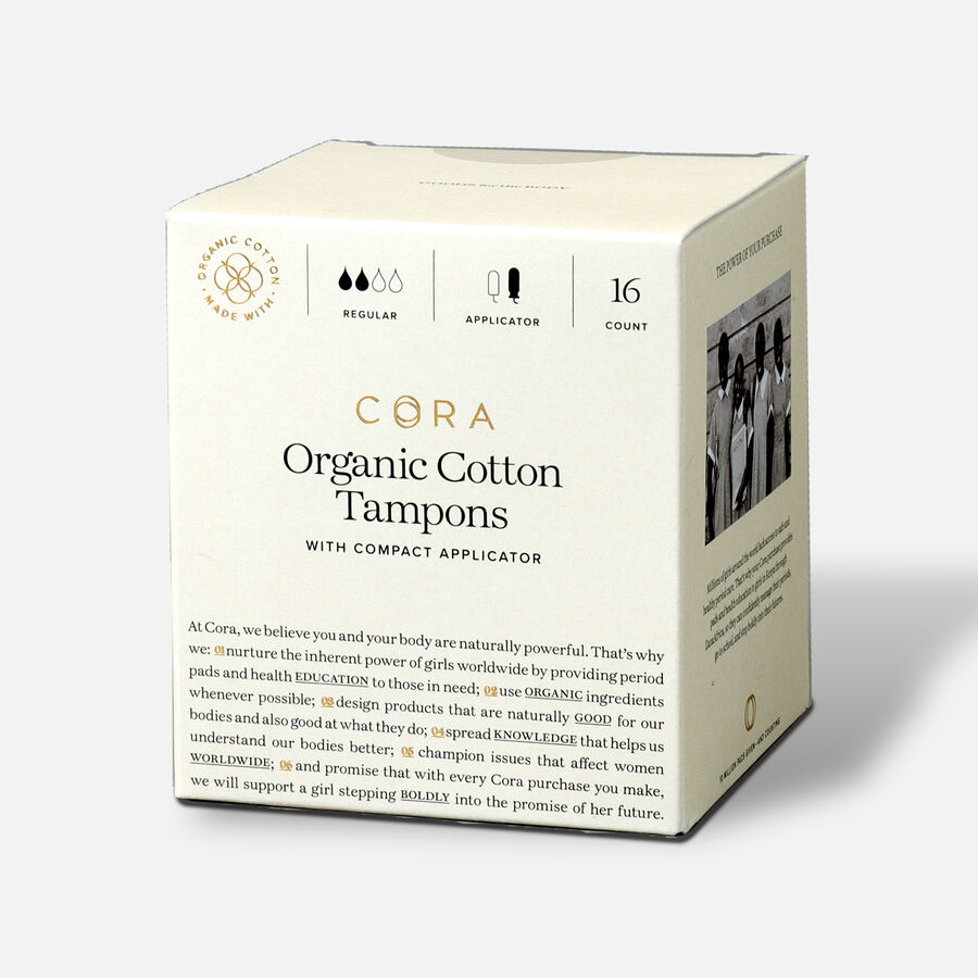 Cora Organic Cotton Applicator Tampons, Regular, 16ct