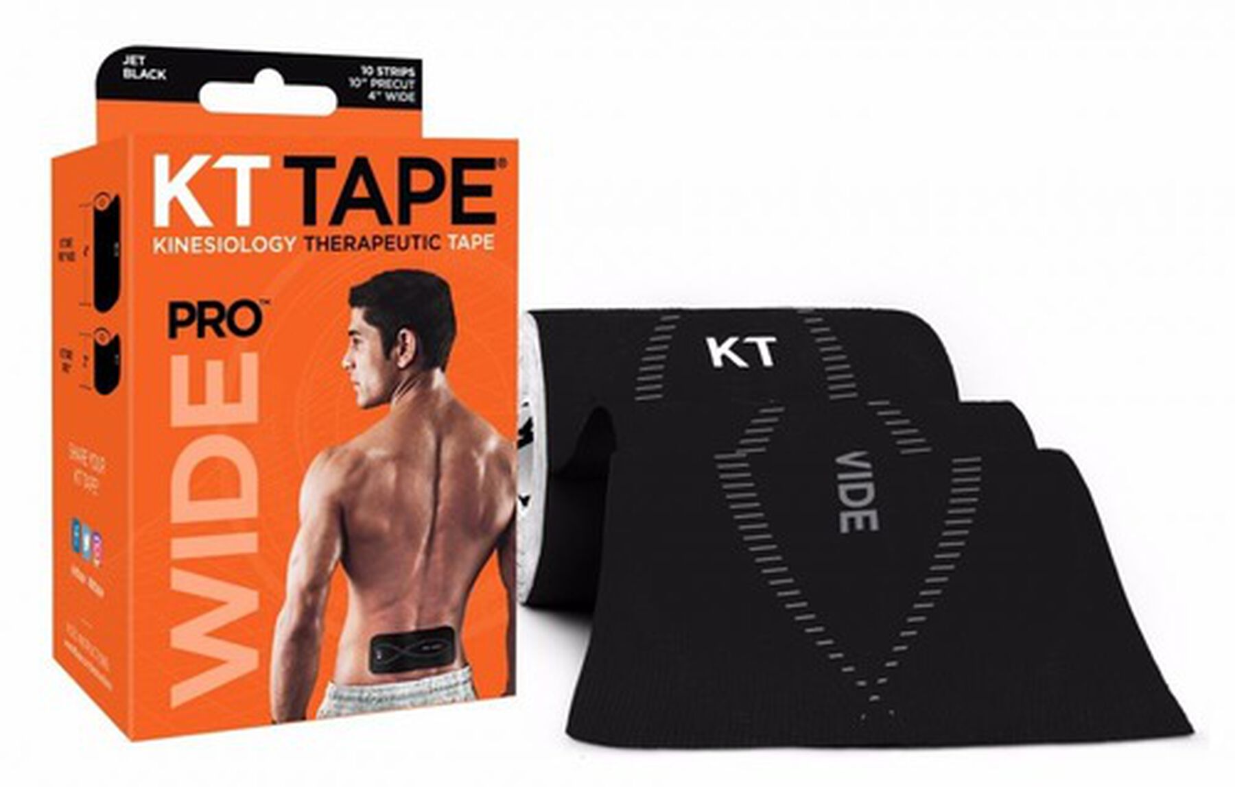 KT Tape PRO Wide, 4" x 10", Black, 10 ct