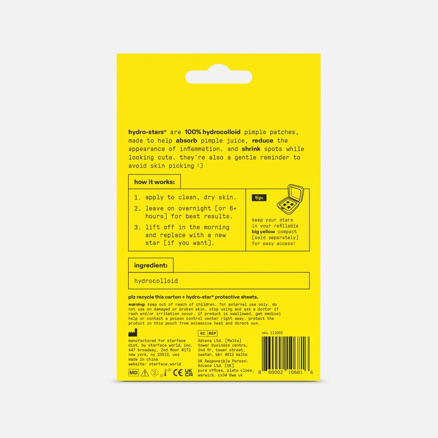 Starface Hydro-Star Yellow Pimple Patches, 32 ct., , large image number 1