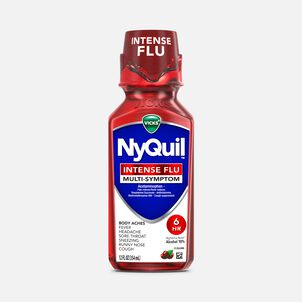 Vicks&reg; NyQuil&trade; Intense Flu Liquid, Nighttime Flu Medicine, Cherry, 12 fl oz.