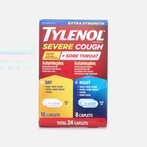 Tylenol Cold Extra-Strength Severe Cough + Sore Throat Day & Night Caplets, 24 ct.