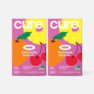 Cure Kids Hydrating Electrolyte Mix Pouch, Fruit Punch, 6 ct. (2-Pack)