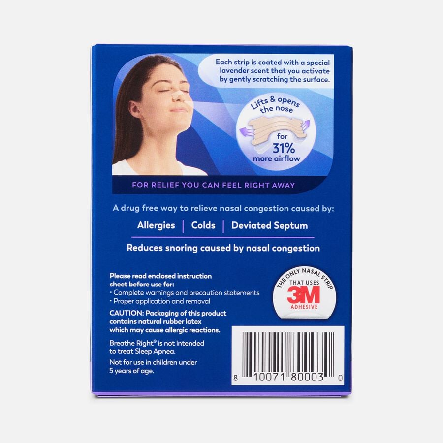 Breathe Right Tan Nasal Strips, Lavender, 26 ct., , large image number 1