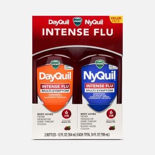 Vicks&reg; DayQuil&trade; and NyQuil&trade; Intense Flu Multi-symptom Liquid Combo-Pack, Cherry, 12 fl oz.