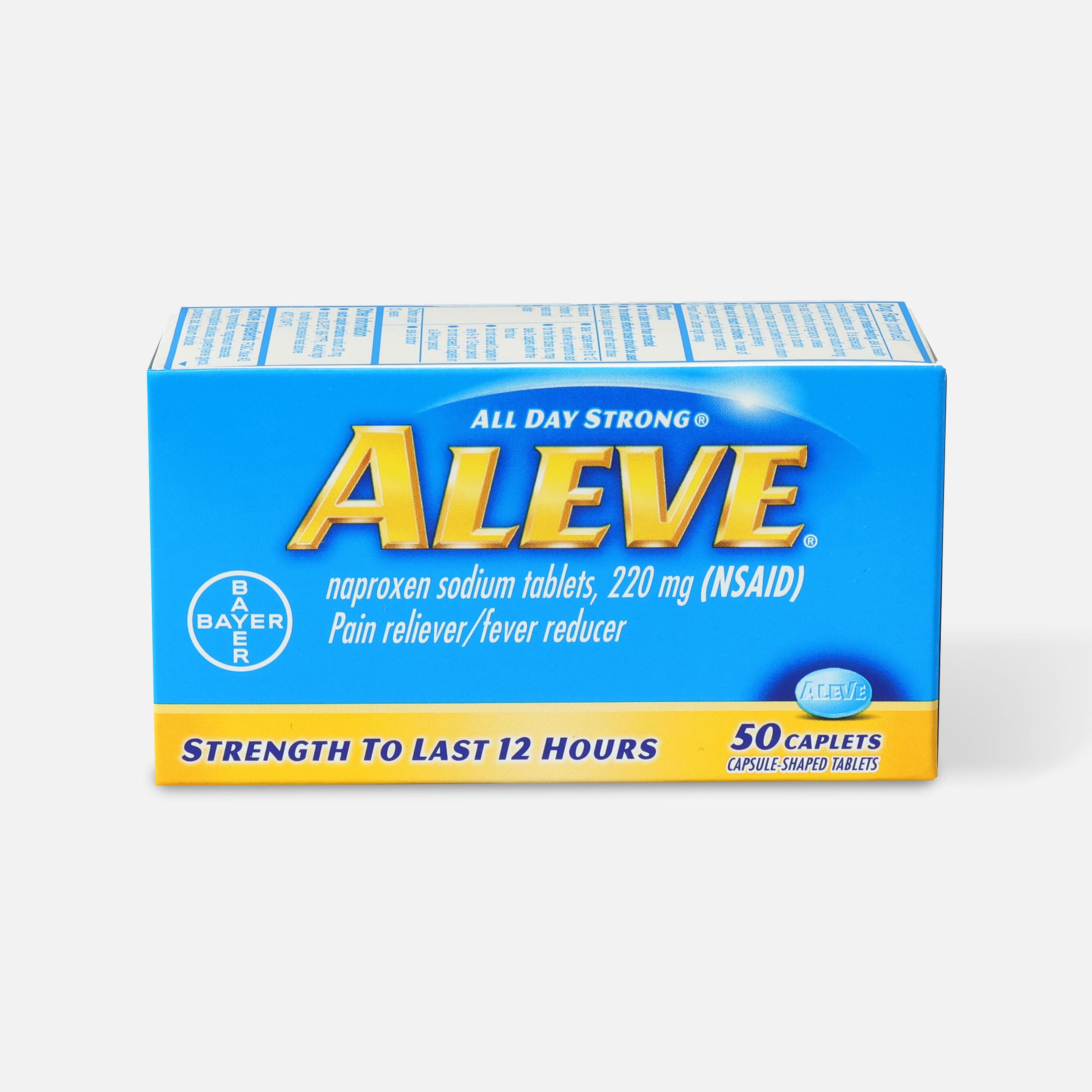 Aleve All Day Strong Pain Reliever, Fever Reducer, Caplet, 50 ea