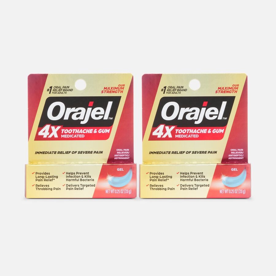 Orajel 4X Medicated For Toothache and Gum, Gel .25 oz. (2-Pack), , large image number 0