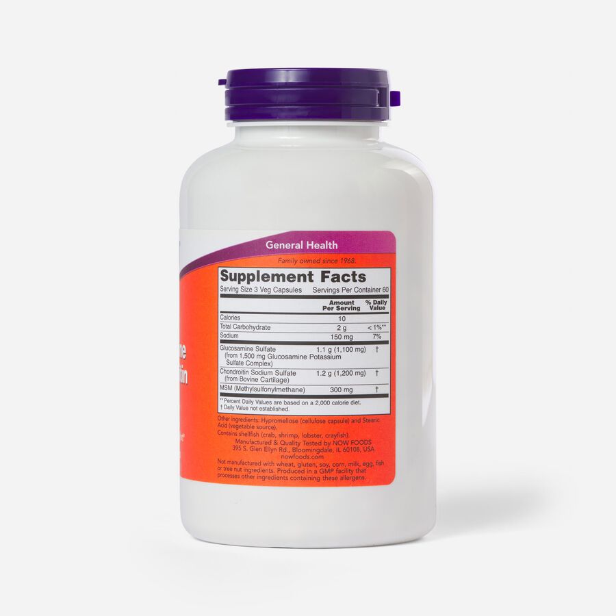 NOW Foods Glucosamine 500/Chondroitin 400 Plus MSM - 180 Capsules, , large image number 1