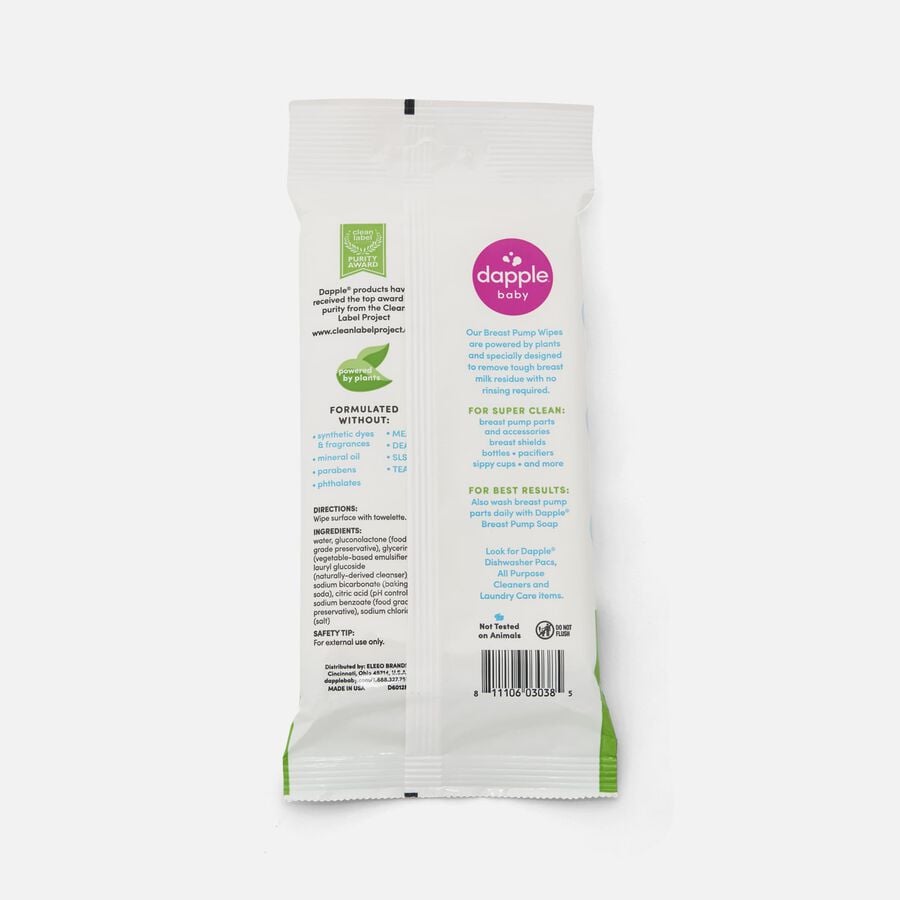 Dapple Baby Plant-Based Breast Pump Wipes, Fragrance Free, 25 ct. (3-Pack), , large image number 2