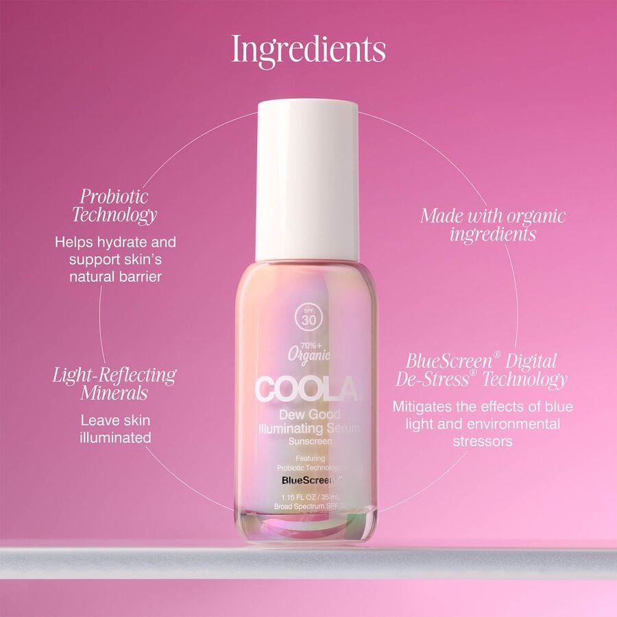 COOLA Dew Good Illuminating Serum Sunscreen with Probiotic Technology - SPF 30, 1 oz., , large image number 1