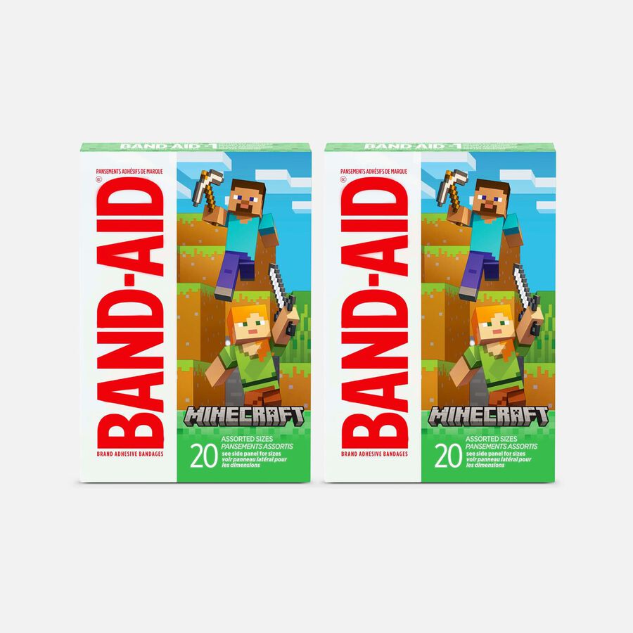 Band-Aid Adhesive Bandages, Minecraft, Assorted Sizes, 20 ct. (2-Pack), , large image number 0